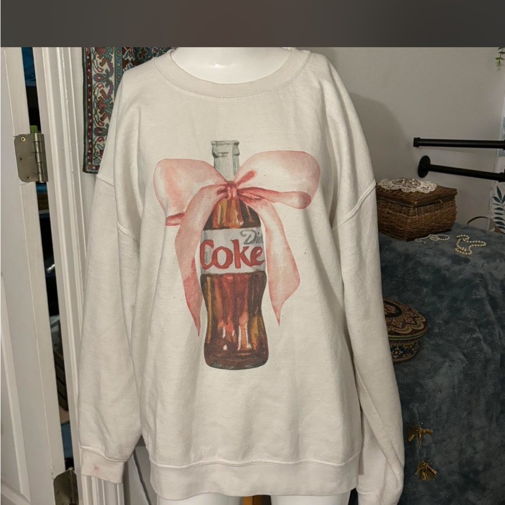 Gildan White Heavy Blend Crewneck Sweatshirt diet coke cute